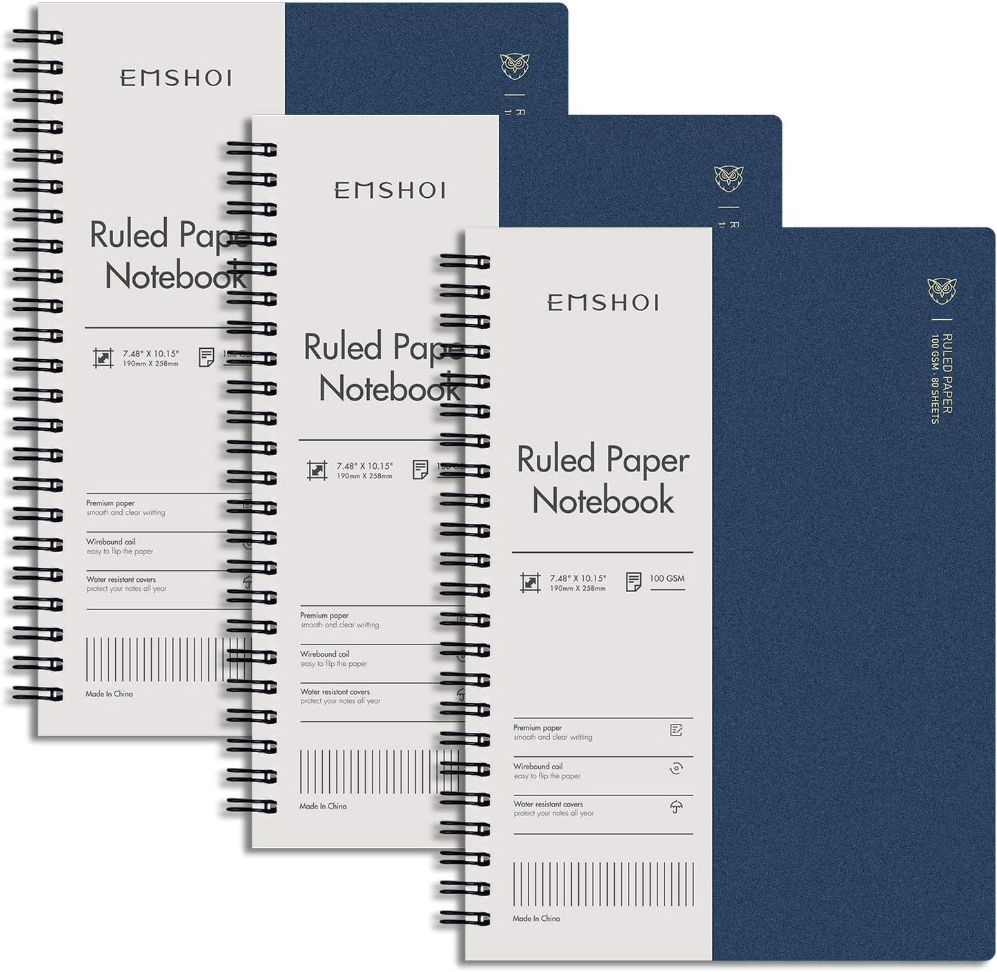 EMSHOI Dotted Journal Spiral Notebook 5.7" x 8.22" - 4 Pack 640 Pages 100gsm Thick Paper, A5 Dot Grid Notebook, Plastic Hardcover Dotted Notebook for Journaling Writing