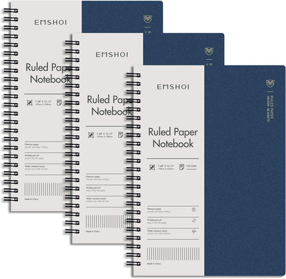 EMSHOI Dotted Journal Spiral Notebook 5.7" x 8.22" - 4 Pack 640 Pages 100gsm Thick Paper, A5 Dot Grid Notebook, Plastic Hardcover Dotted Notebook for Journaling Writing