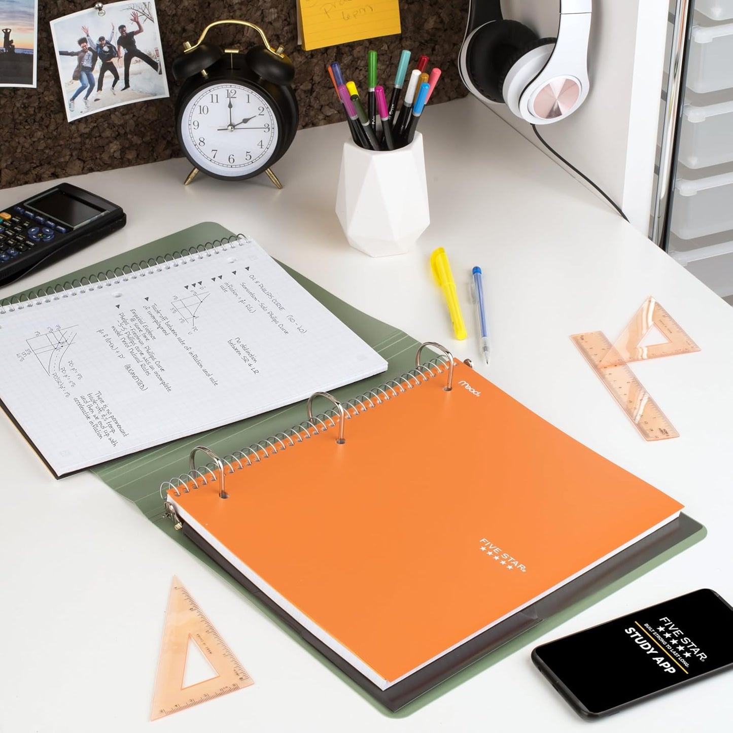 Five Star Spiral Notebook + Study App, 1 Subject, Graph Ruled Paper, 8-1/2" x 11", 100 Sheets, Fights Ink Bleed, Water Resistant Cover, Tidewater Blue (06190AA4)