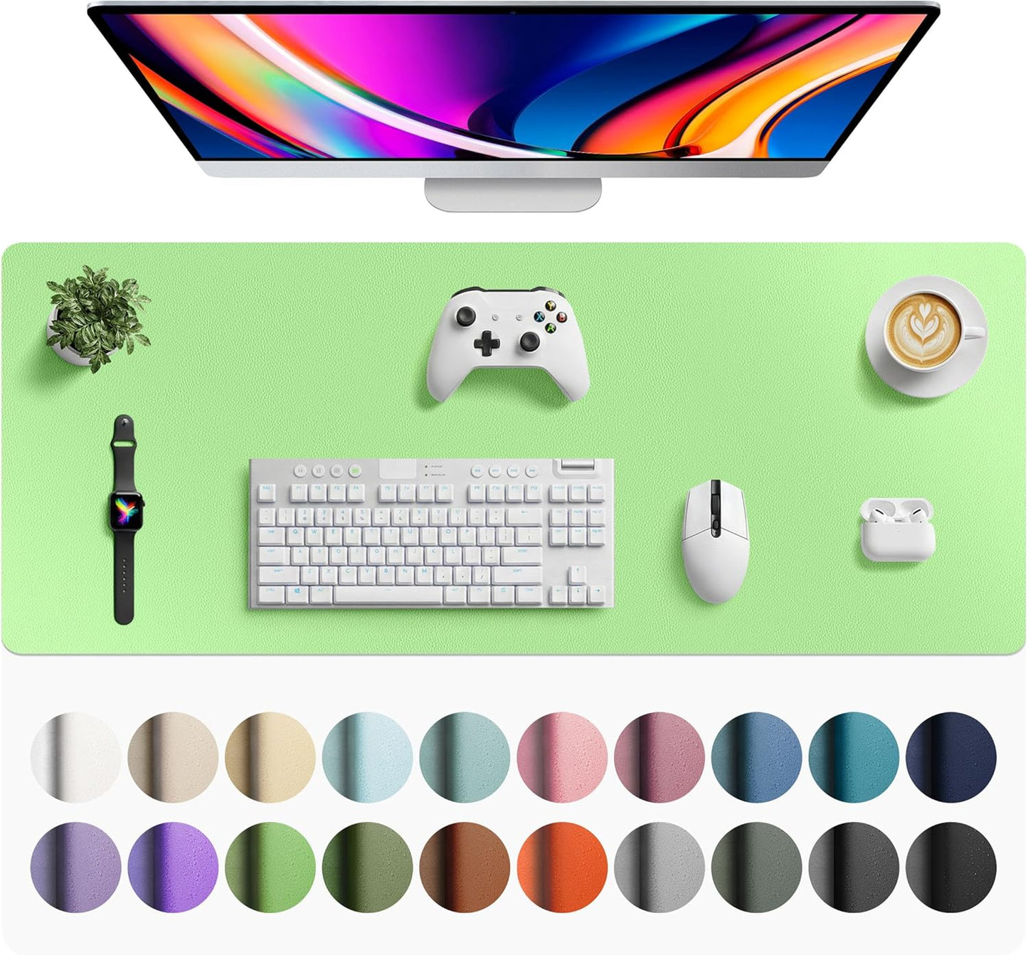 Aothia Leather Office Desk Pad Protector, Non-Slip PU Leather Desk Blotter, Waterproof Laptop Writing Mouse Pad for Office and Home, Black, 31.5" x 15.7" - Colors B