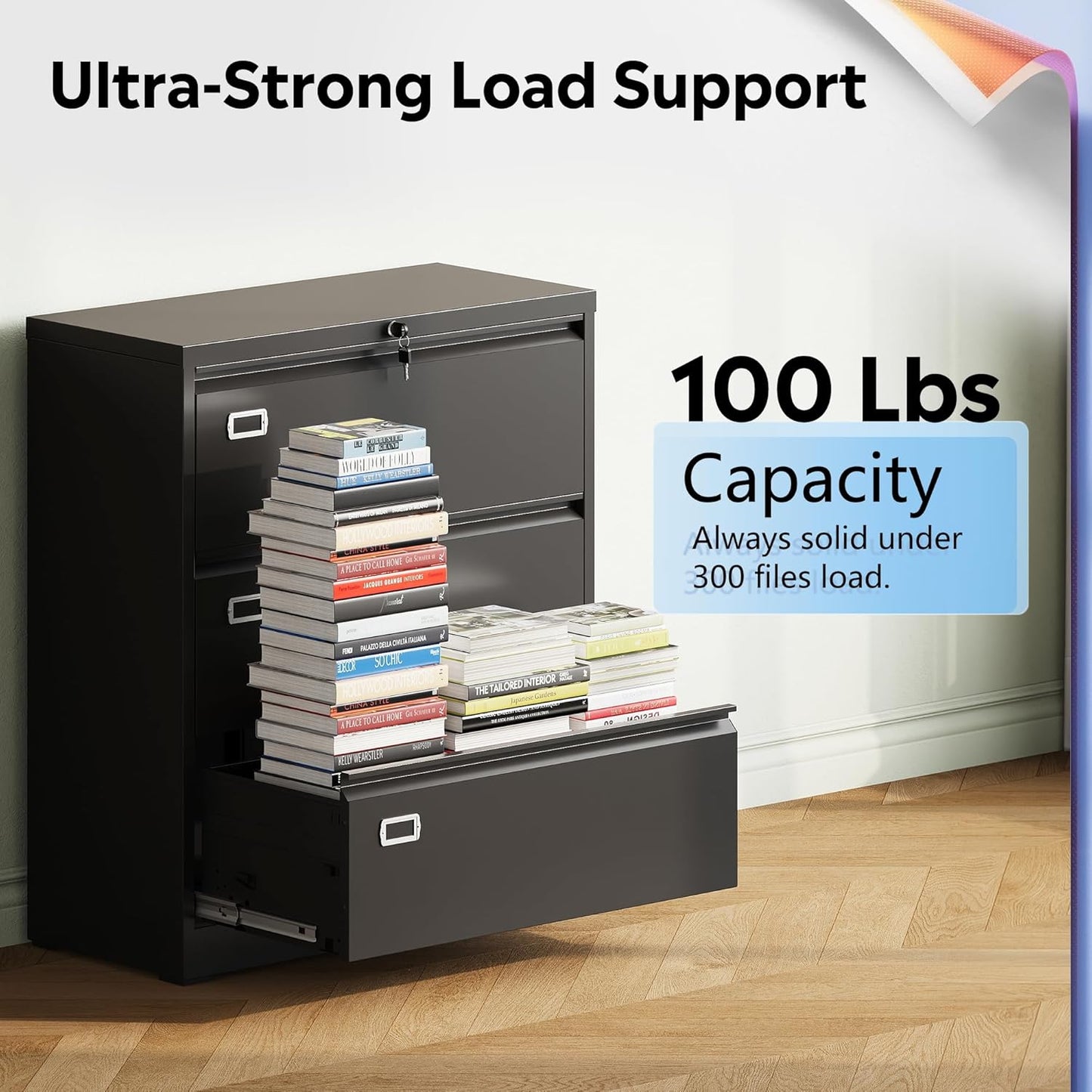 DEVAISE 3 Drawer Mobile File Cabinet Under Desk Office, Fully Assembled Except Casters, Letter/Legal Size, Black