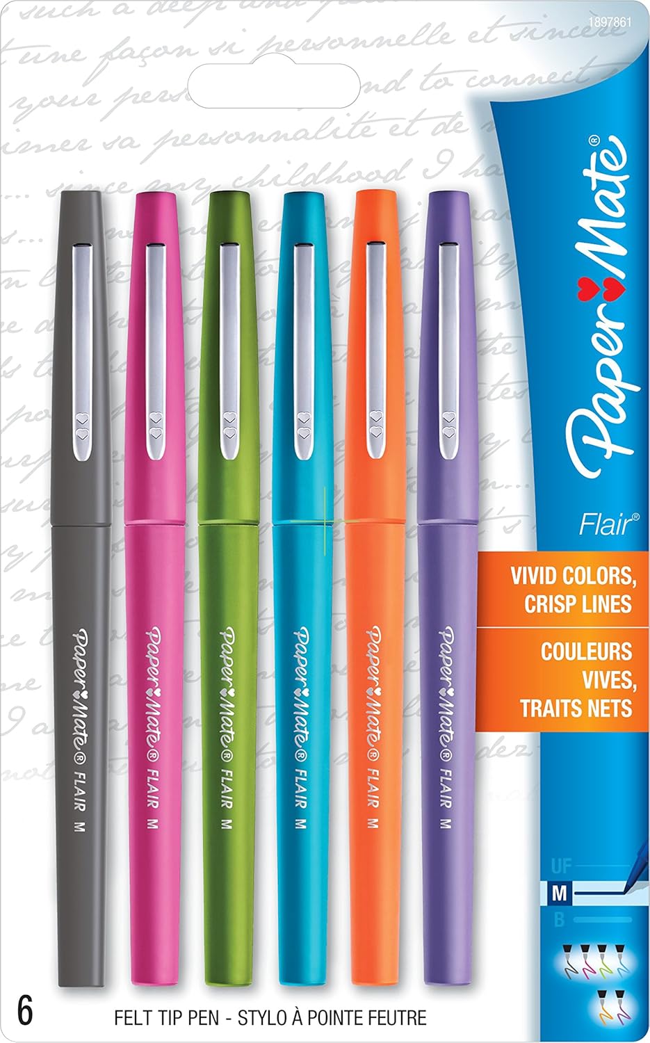 Paper Mate Flair Felt Tip Pens, Medium Point (0.7mm), Limited Edition Candy Pop Pack, 6 Count