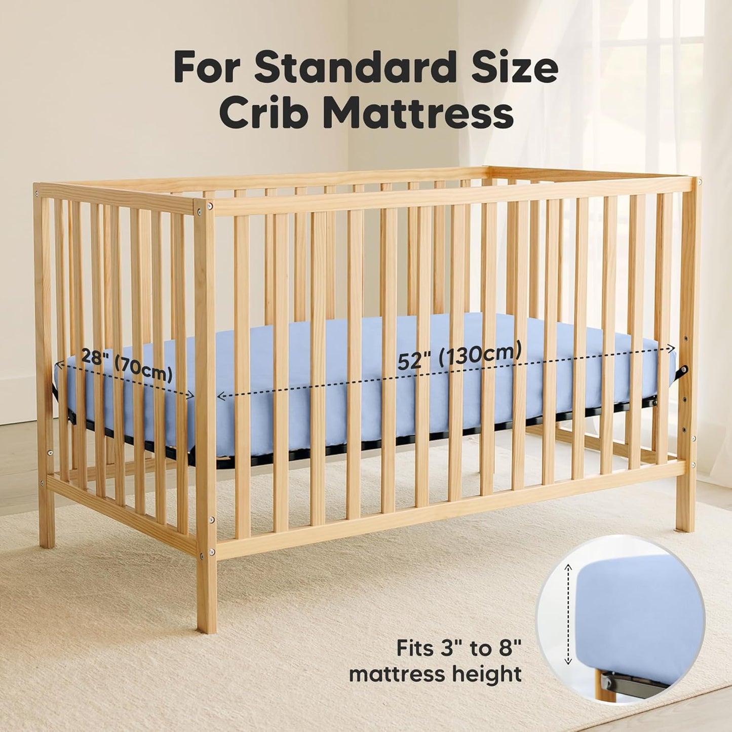 2-Pack Waterproof Crib Sheets for Boys, Girls - 52x28 Fitted Organic Cotton Baby Crib Sheets, Toddler Mattress Protector Cover, Washable, Soft & Durable Baby Bedding Essentials(Pine Grove)