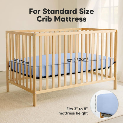 2-Pack Waterproof Crib Sheets for Boys, Girls - 52x28 Fitted Organic Cotton Baby Crib Sheets, Toddler Mattress Protector Cover, Washable, Soft & Durable Baby Bedding Essentials(Pine Grove)