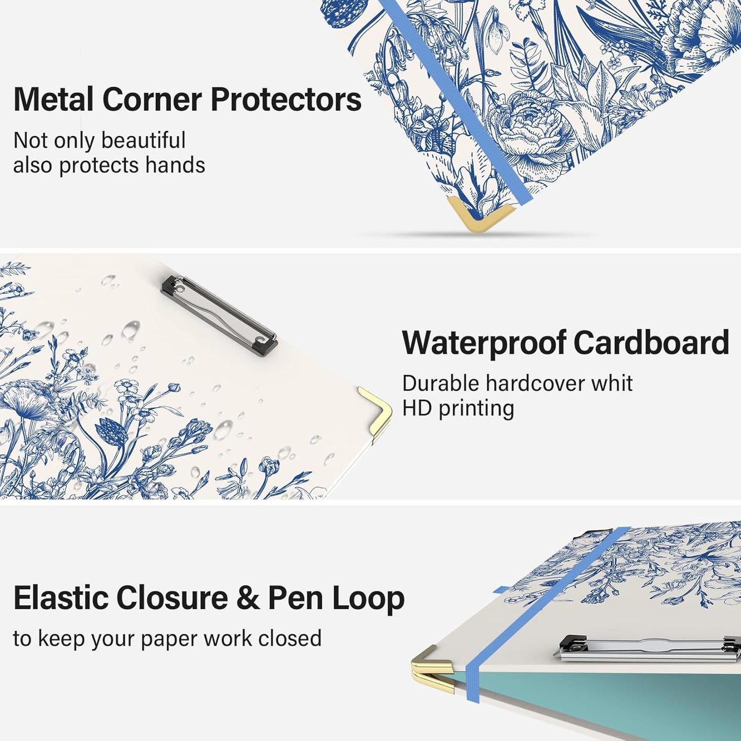3 Ring Binder 3 Inch Ring, Three Ring Binders for Letter Size 11" x 8.5" with 6-Tab Dividers, 2 Pockets, Binder with Clip for School and Office Supplies-Wild Flowers