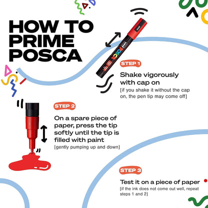 posca PC-3M Water-Based Paint Markers, Reversible Fine Tip (0.9-1.3mm), Pink, 3 Count