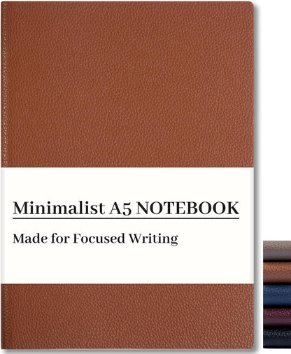 CAGIE Lined Journal Notebook for Men & Women,176 Pages A5 Medium Size, Softcover Leather Journals for Writing, College Ruled Notebook for Work & School, 100 GSM Thick Paper (5.7'' x 8.3'') (Burgundy)
