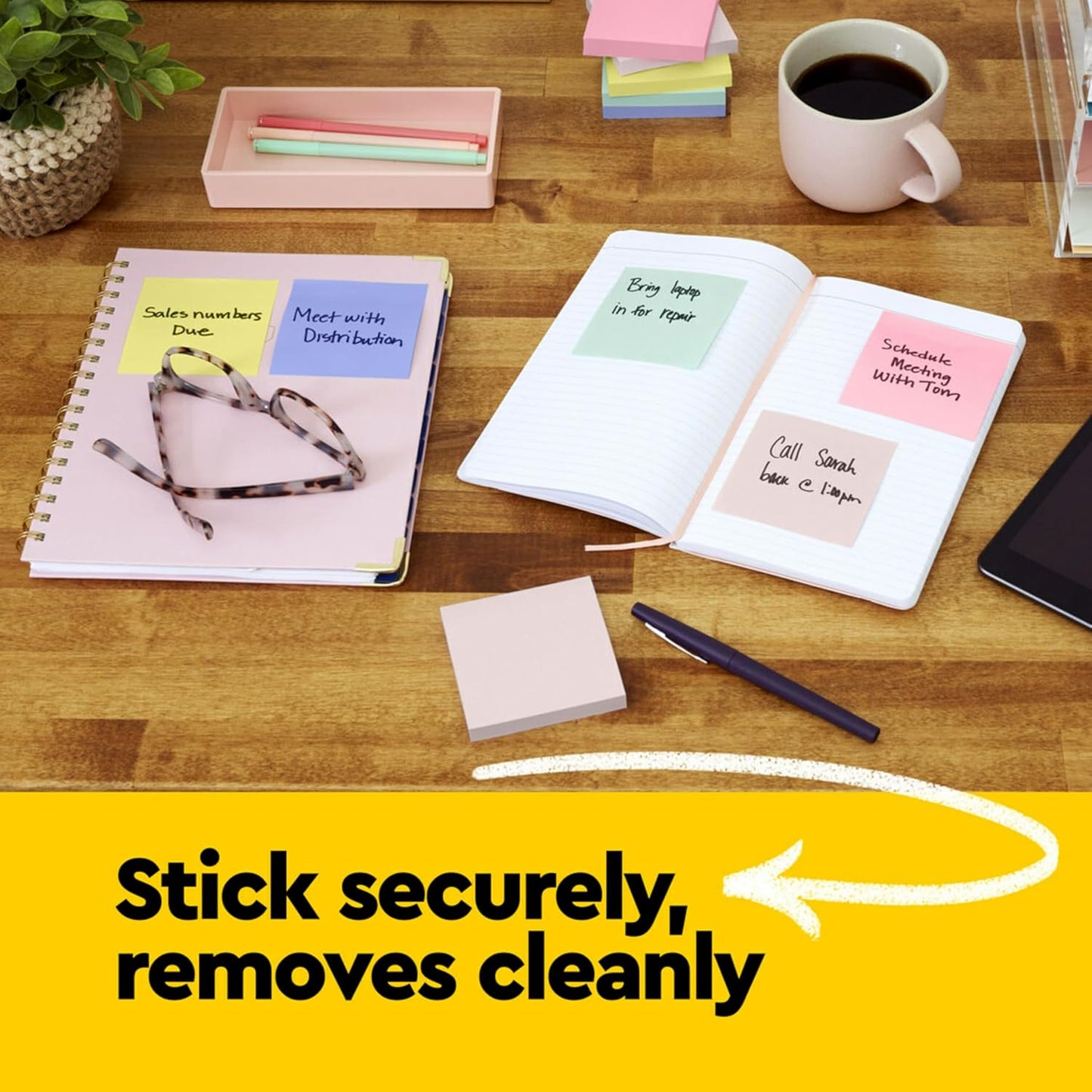 Post-it Notes, 3 in x 3 in, 12 Lined Sticky Notes Pads, 100 Sheets per Pad, The Iconic Canary Yellow Note, New Year Organization or Second Semester School Supplies