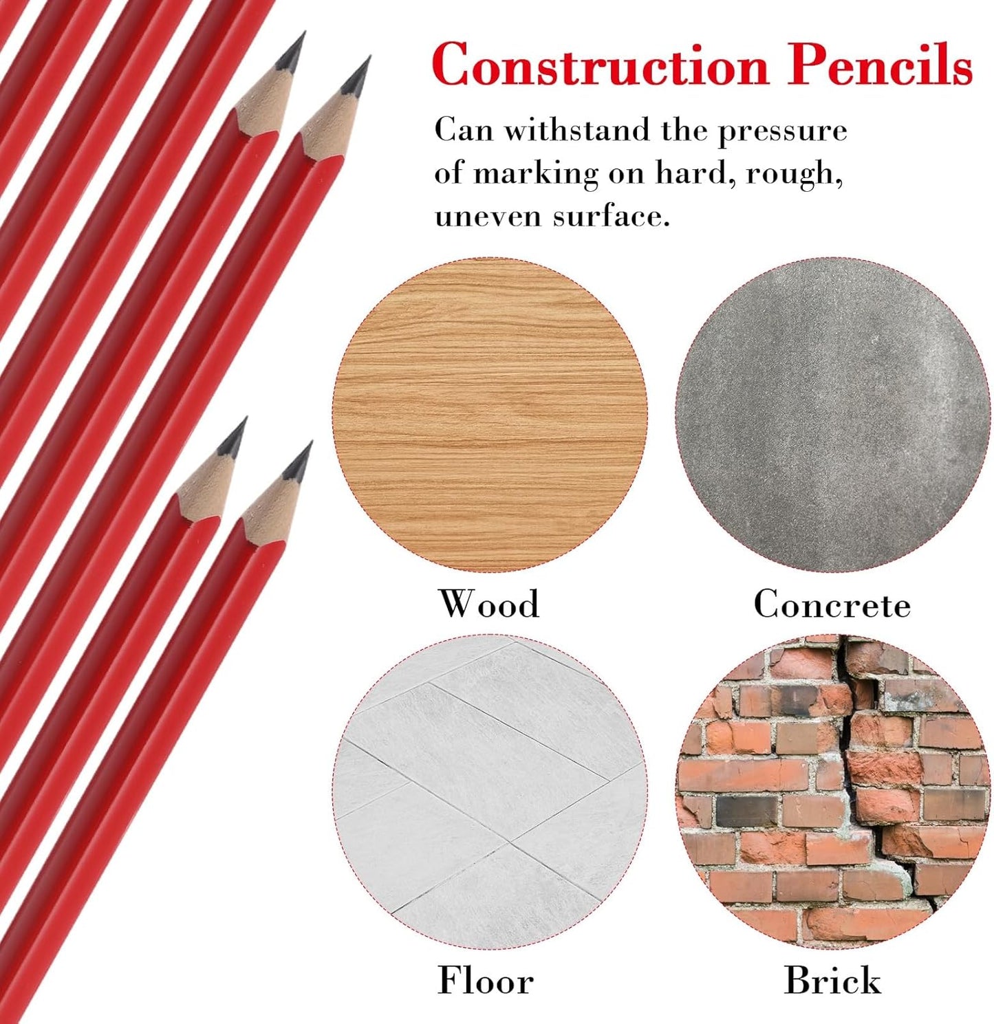 Fainne 96 Pcs Jumbo Pencil with Black Core Cedar Wooden Pencil with Eraser for Carpenters Students Teachers School Construction Woodworkers Beginners Office Workers(Red,Classic)
