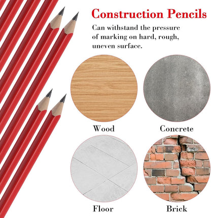 Fainne 96 Pcs Jumbo Pencil with Black Core Cedar Wooden Pencil with Eraser for Carpenters Students Teachers School Construction Woodworkers Beginners Office Workers(Red,Classic)