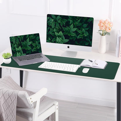 Large Desk Mat 47.2" x 17" Leather Desk Pad Protector with Natural Cork & PU Leather, Non-Slip Office Desk Mat, Large Mouse Pad, Waterproof Desk Blotter pad for Office&Home(Black)