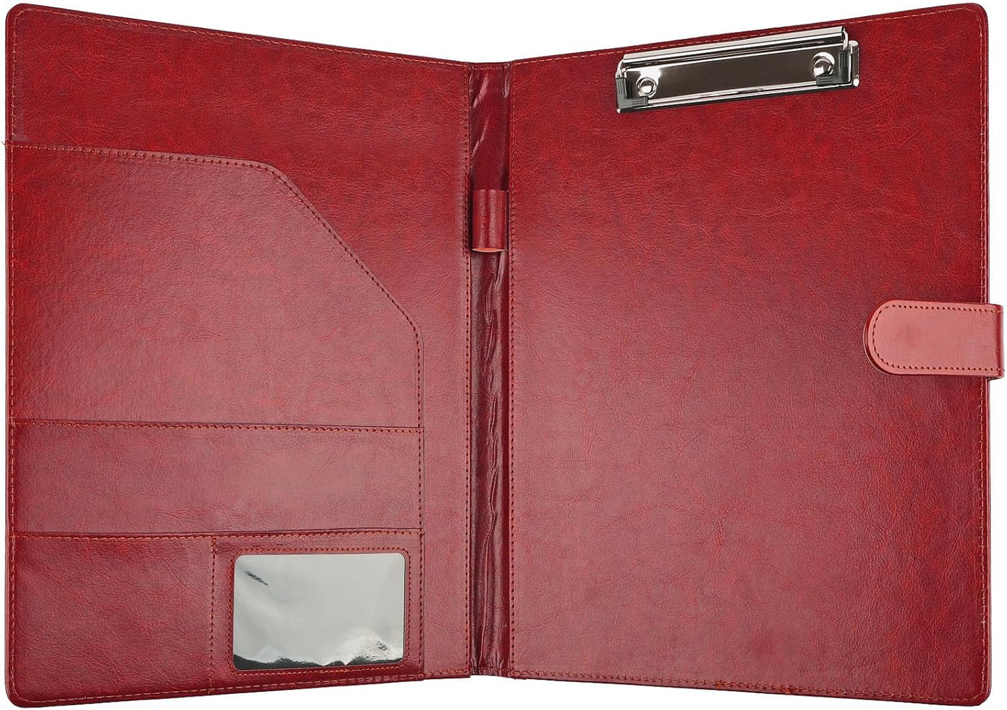 Professional Padfolio with Clipboard, Faux Leather Portfolio Folder Binder, Legal Pad Holder for A4 Letter Size Notepad, Resume, Writing Pad, Ideal Organizer for Business Office Conference, Black
