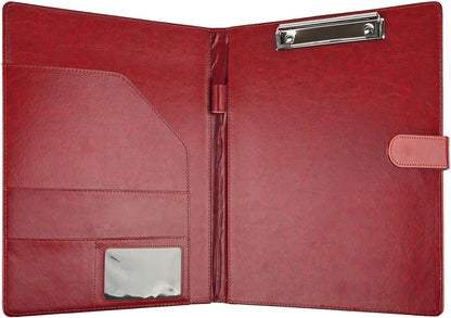 Professional Padfolio with Clipboard, Faux Leather Portfolio Folder Binder, Legal Pad Holder for A4 Letter Size Notepad, Resume, Writing Pad, Ideal Organizer for Business Office Conference, Black