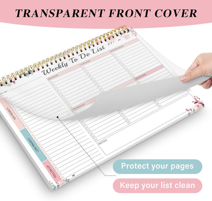 Kamoy Weekly To Do List Notepad with 52 Undated Sheets（8.5"×11"）- Undated Weekly Desk Planner Organizer for Work Home School Office Supplies