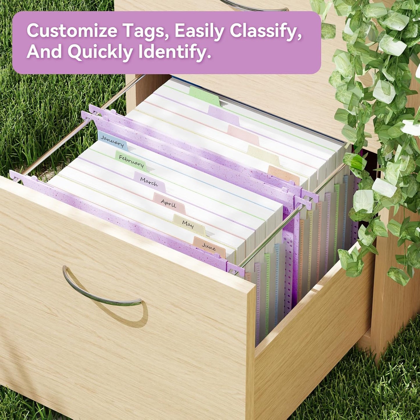 ANSOOK Hanging File Folders Letter Size,7 Pockets Expandable Accordion File Folder Organizer,3 Pack Extra Capacity File Folders Hanging with Tabs,Wheat Straw File Cabniet Folders for Office School