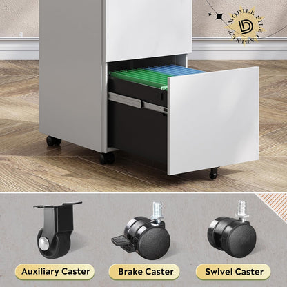 DEVAISE 3 Drawer Mobile File Cabinet Under Desk Office, Fully Assembled Except Casters, Letter/Legal Size, Black