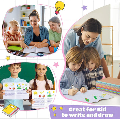 Henoyso 60 Pack Primary Composition Notebook, 9-3/4" x 7-1/2", Kids Primary Journal, K-2 Writing Notebook for Kids Student Draw Write Story Journal Half Blank Books(Macaron Color)