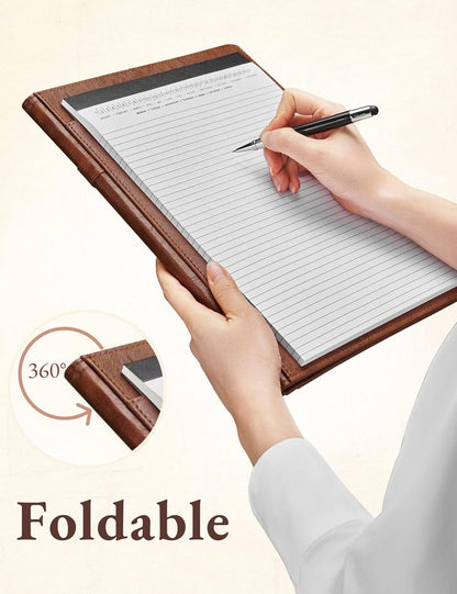 Mymazn Padfolio Portfolio Folder, Faux Leather Interview Resume Folder with Document Organizer & Business Card Holder, Letter-Sized Notepad Legal Pad Holder for Men Women (Sage Green)