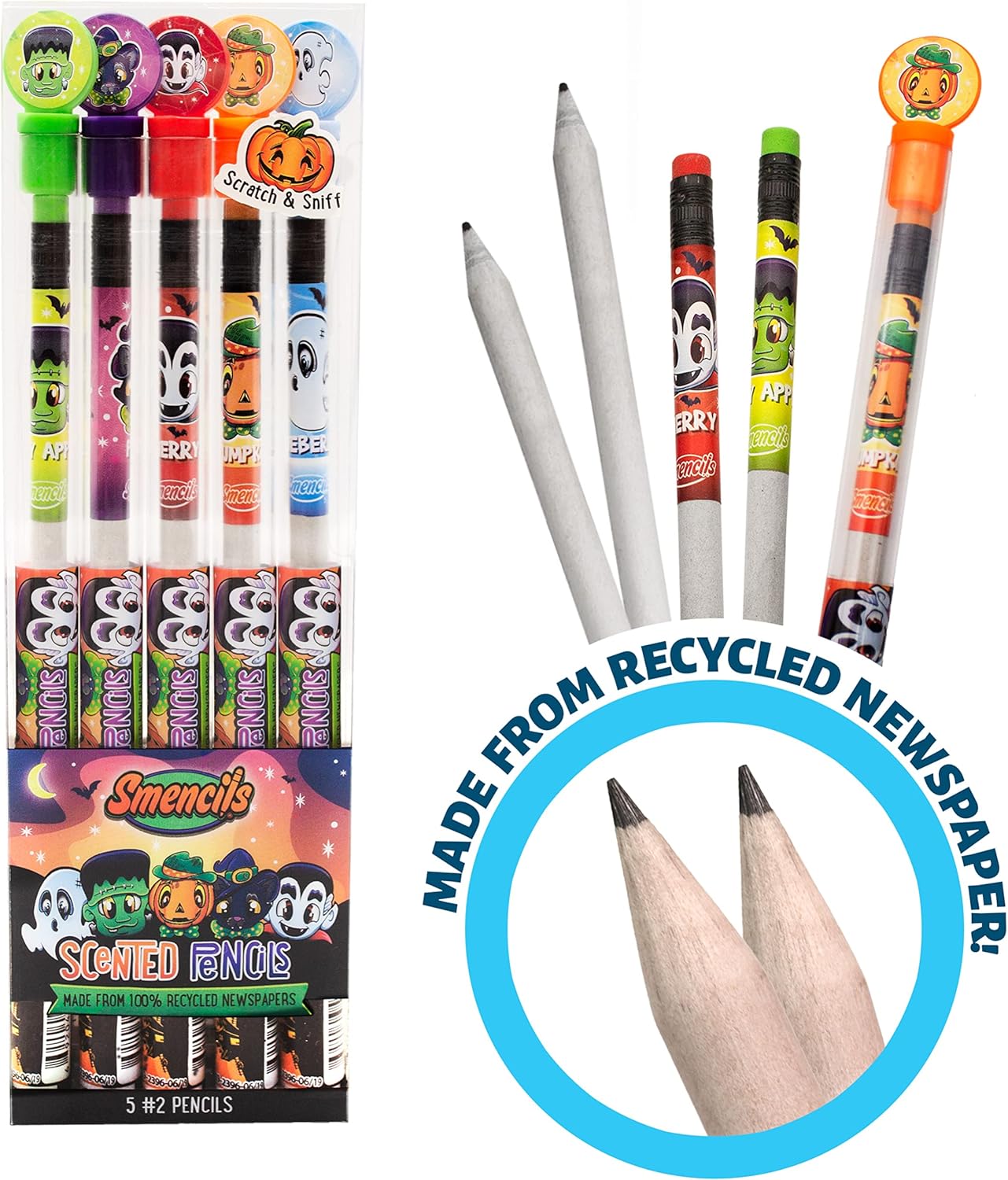 Spring Smencils - HB #2 Scented Pencils, 5 Count, Gifts for Kids, School Supplies, Classroom Rewards, Easter basket stuffers