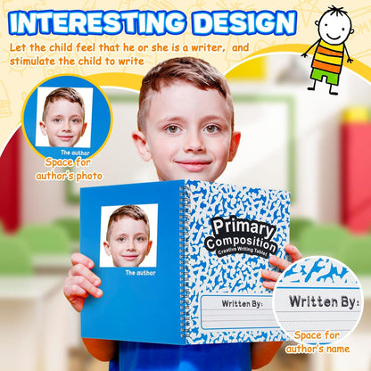 Henoyso 8 Pcs 100 Pages Spiral Primary Composition Notebook K-2 Bulk Primary Journal Drawing Handwriting Practice for Kids 4-6 Kindergarten Preschool Home School 1st 2nd Grade Student (Fresh Color)