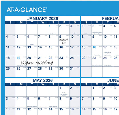 AT-A-GLANCE Dry Erase Calendar 2026-2027 Academic & Regular Year Wall Planner, 12-Month, 24" x 36", Double Sided, Vertical (PM210S28)