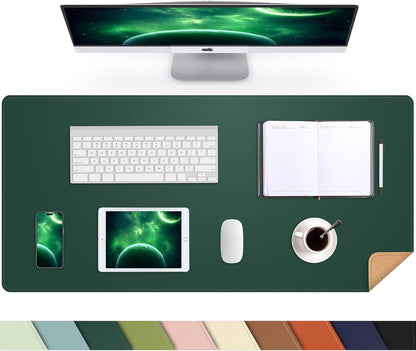 Large Desk Mat 47.2" x 17" Leather Desk Pad Protector with Natural Cork & PU Leather, Non-Slip Office Desk Mat, Large Mouse Pad, Waterproof Desk Blotter pad for Office&Home(Black)
