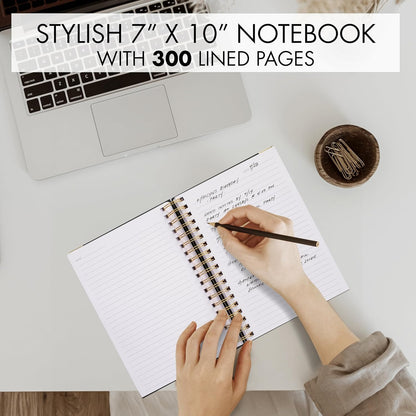 Aesthetic Thick Spiral Notebook Journal For Women in B5 Format - Modern Linen Hardcover College Ruled Note Book With 300 Lined Pages - Perfect For Writing And Staying Organized at Work or School