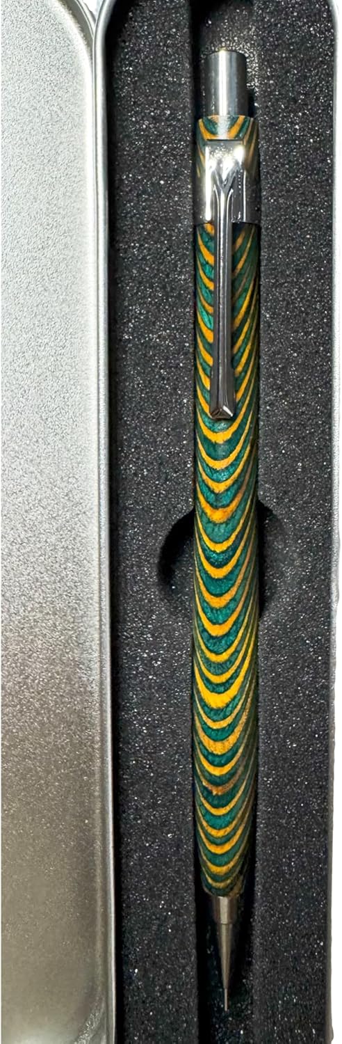 Spiral Grain Wooden Mechanical Pencils -Unique Colors Airplane Aluminum Core Artist's Drawing Pencil Comes with Gift Box (Walnut)