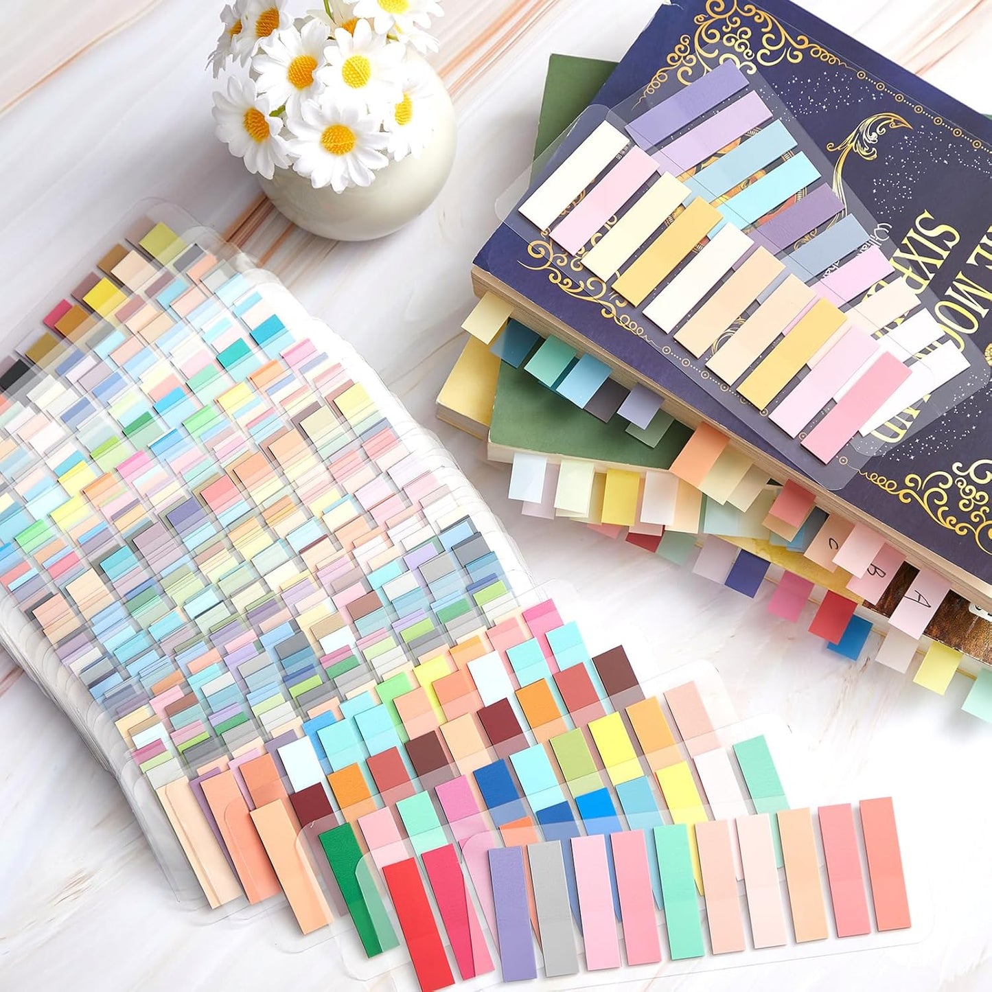ReliThick 8000 Pcs Writable Sticky Tabs, 40 Colors Book Notes for Annotating Books, Self-Adhesive Index Tabs for Bible, Planner, Notebook, School & Office Supplies