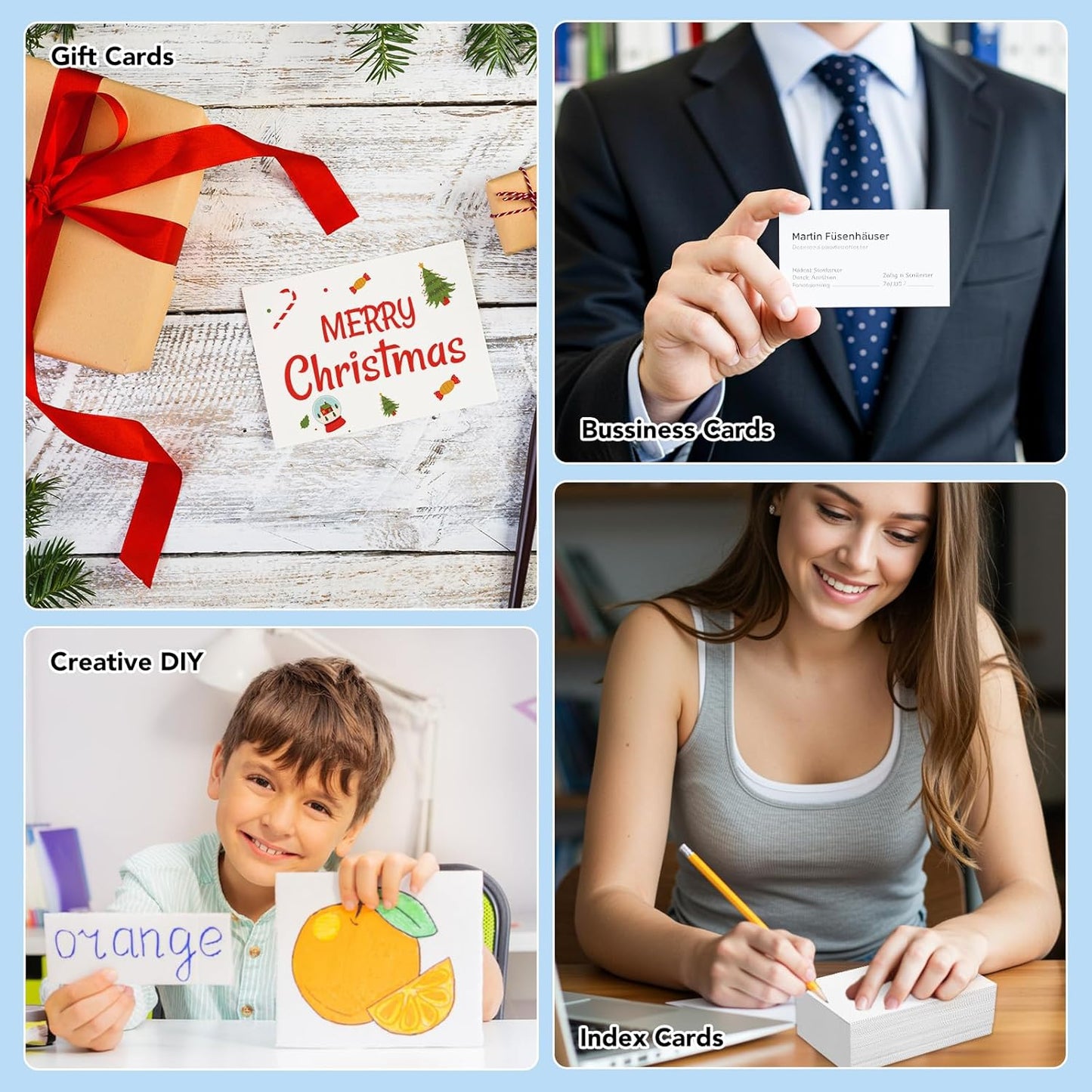 120 Pcs Blank Business Cards, 2x3.5in Small Index Cards, 350GSM Thick White Blank Note Cards for Business Study Index Invitation Playing