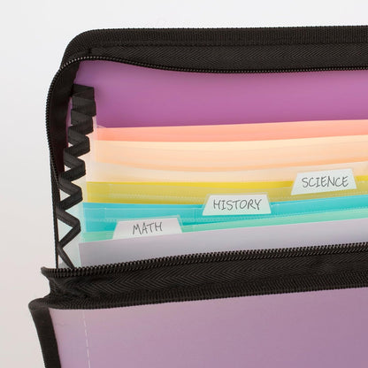 Five Star Expanding File Organizer + Study App, 7-Pocket Accordian File Organizer, Zipper Closure, Holds 8-1/2" x 11" Paper, Prom Pink (350099R)