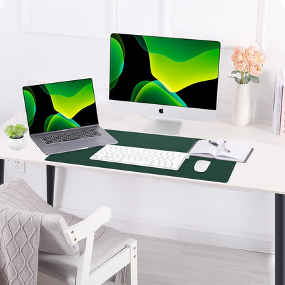 Large Desk Mat 47.2" x 17" Leather Desk Pad Protector with Natural Cork & PU Leather, Non-Slip Office Desk Mat, Large Mouse Pad, Waterproof Desk Blotter pad for Office&Home(Black)