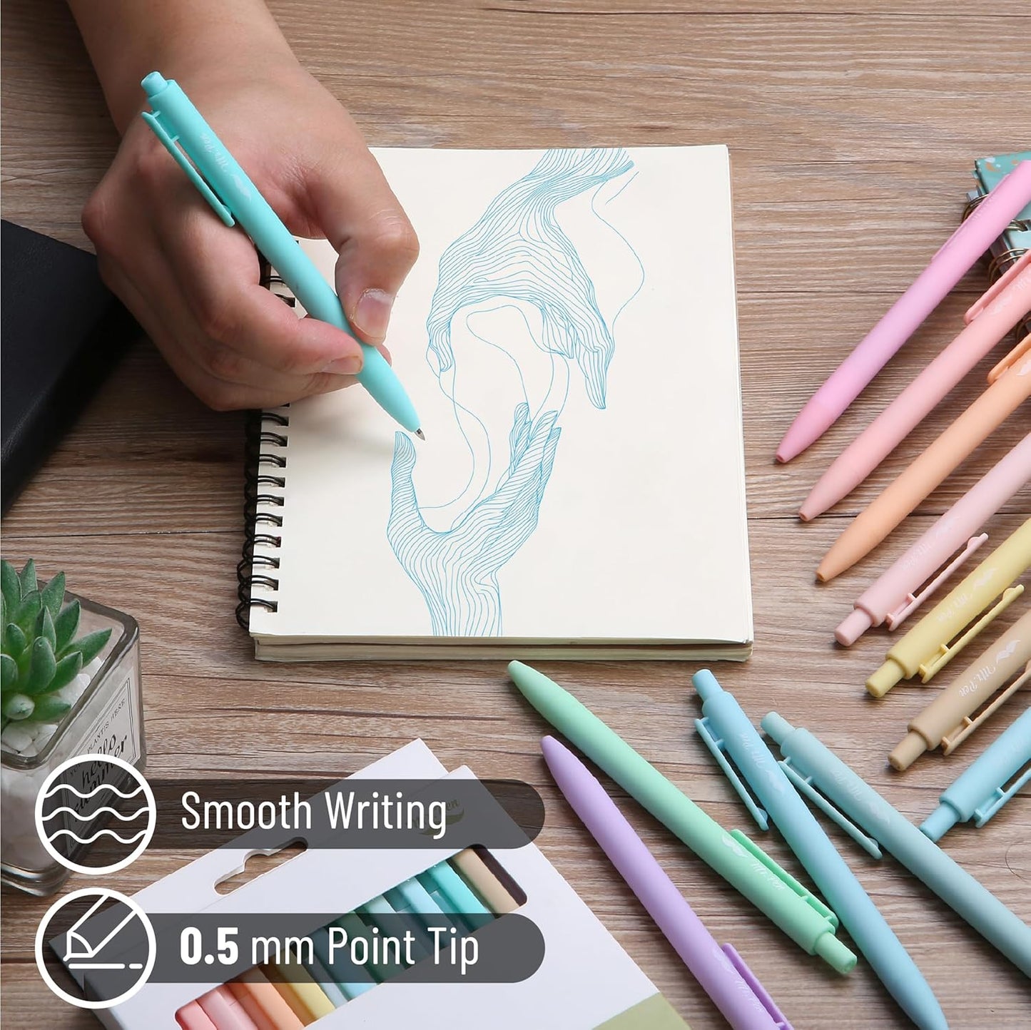 Mr. Pen- Retractable Gel Pens, 12 Pack, Colorful Ink, Fine Point 0.7mm, Fast Dry, Smooth Writing, Cute Pens for Drawing, Writing Planner and School Supplies