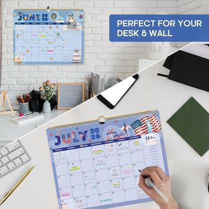 Calendar 2026-2027, Monthly Wall Calendar Runs Until June 2027, 11.5" x 14.8", Spiral Binding Hanging Wall Calendar, Perfect for Home or Office,Floral