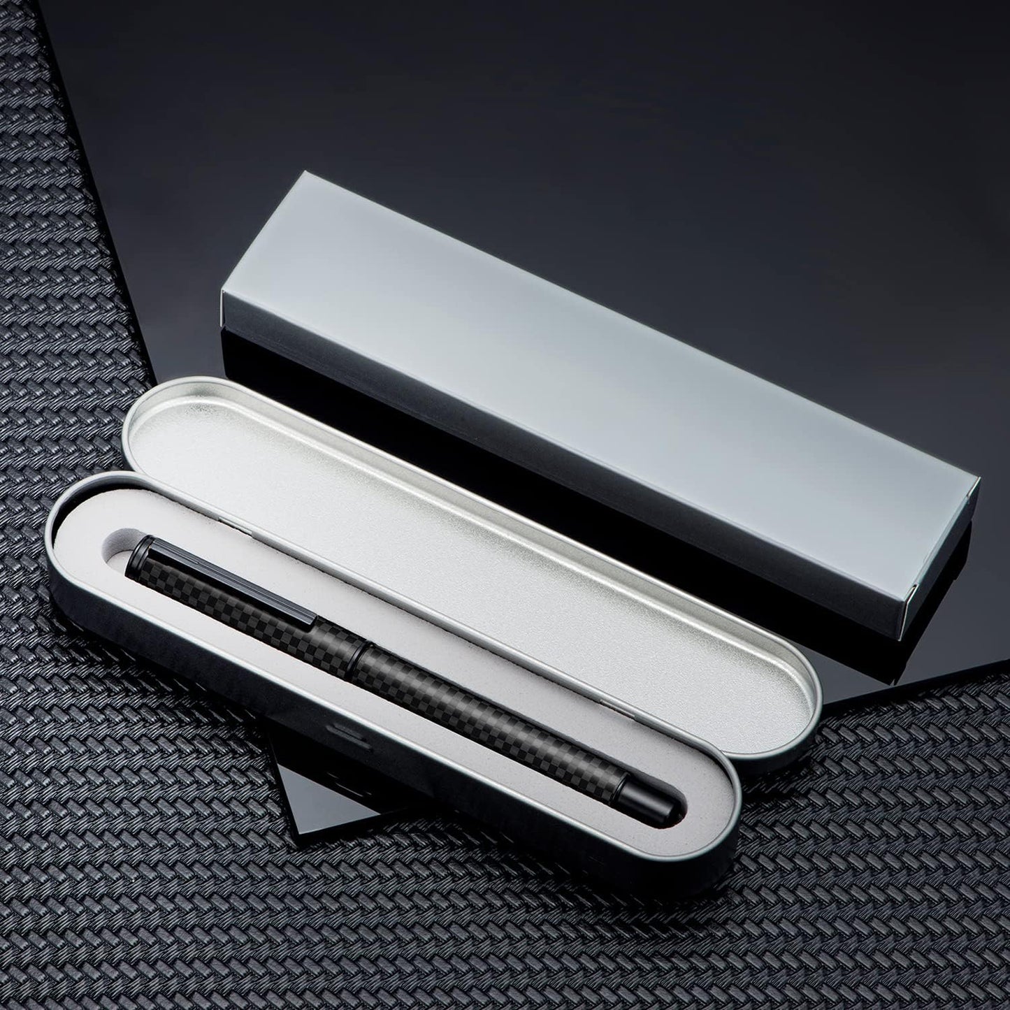 Hongdian Matte Black Forest Rollerball Pen with Schmidt Black Ink Refill, Classic Design with Metal Case for Business Signature
