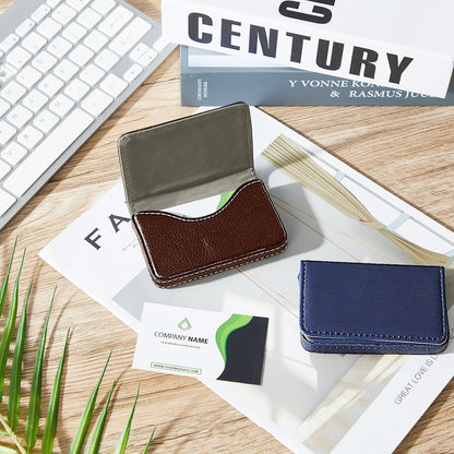 Outus 2 Pcs Business Card Holder, PU Leather Business Card Case Pocket Wallet with Magnetic Shut for Valentines Gift Adult(Black and Coffee)