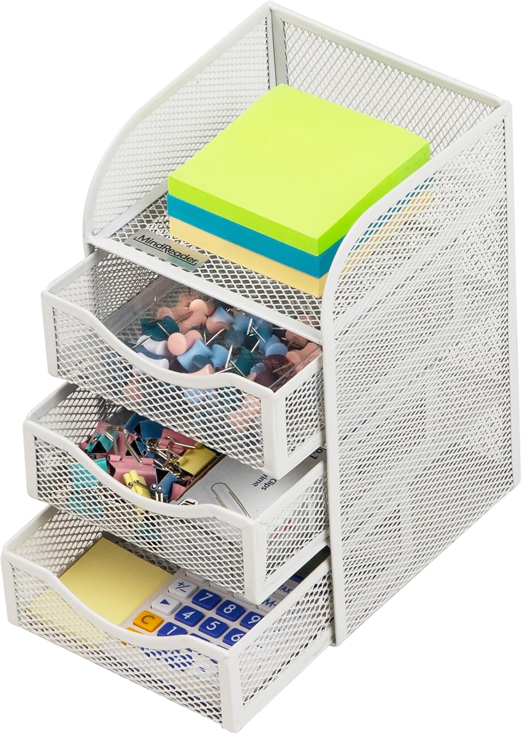 Mind Reader Desktop Accessory Storage, Paper Binder Clip Basket, Workspace, Office, Metal Mesh, 4.75"L x 5"W x 8"H, Black