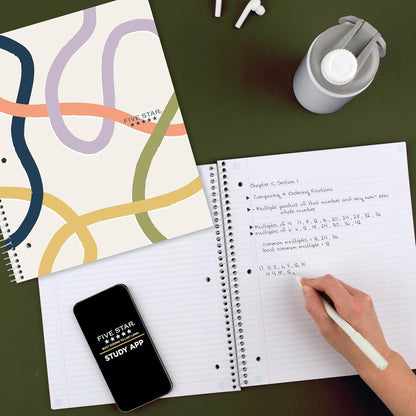 Five Star Spiral Notebook + Study App, 1 Subject, College Ruled Paper, 8-1/2" x 11", 80 Sheets, Fights Ink Bleed, Water Resistant Cover, Soft Petals Blue (820441F-ECM)