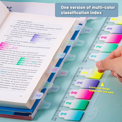 Golcellia Sticky Tabs for Notebooks 600 Pcs 5-Pattern Page Markers with Letter Index Flags, Book Tabs for Binders Bible Study Office School Supplies