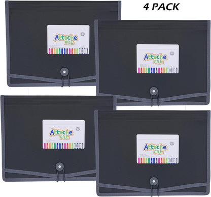 Expanding File Folder Document Organizer with Elastic Cord & Button Closure, Letter Size, 3.5" Expansion, Letter A4 Expandable File Folder for Home School Office Organization, 3 Pack