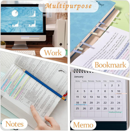 BAYTORY 1380Pcs Transparent Highlighter Tape Reusable, Clear Sticky Tabs for Annotating Books, Long Highlighting Strips Page Markers Index Tabs, Sticky Notes Aesthetic Office School Supplies