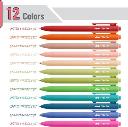 Mr. Pen- Retractable Gel Pens, 12 Pack, Colorful Ink, Fine Point 0.7mm, Fast Dry, Smooth Writing, Cute Pens for Drawing, Writing Planner and School Supplies