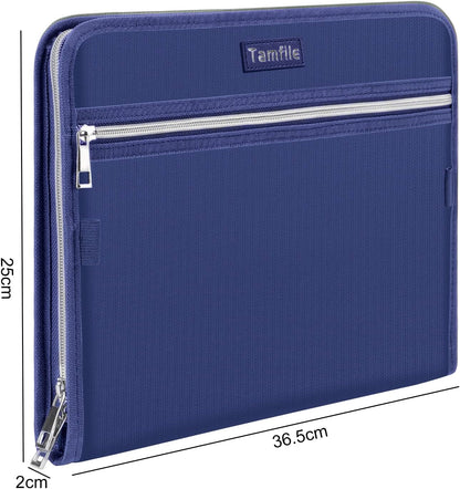 Tamfile Fireproof Accordion File Organizer with Handle, 13 Pocket Transparent Expanding File Folder with Zipper & Labels, File Folder with Multi-Pockets Paper Organizer Folder for Letter A4 Files