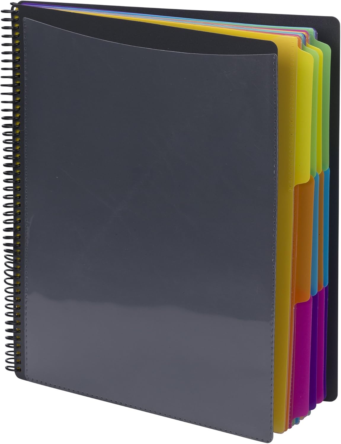 Smead 12 Pocket Poly Project Organizer, Letter Size, 1/3-Cut Tab, Gray with Bright Colors (89207) (Pack of 1)
