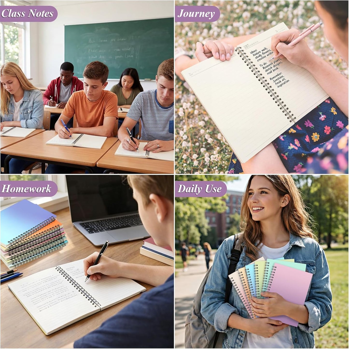 Leelosp 12 Pack Small Spiral Notebook Lined Spiral Journal College Ruled Notebook Wire Bound Kraft Cover, 120 Pages for Work (Multicolor,5.5 x 8.3 Inch)