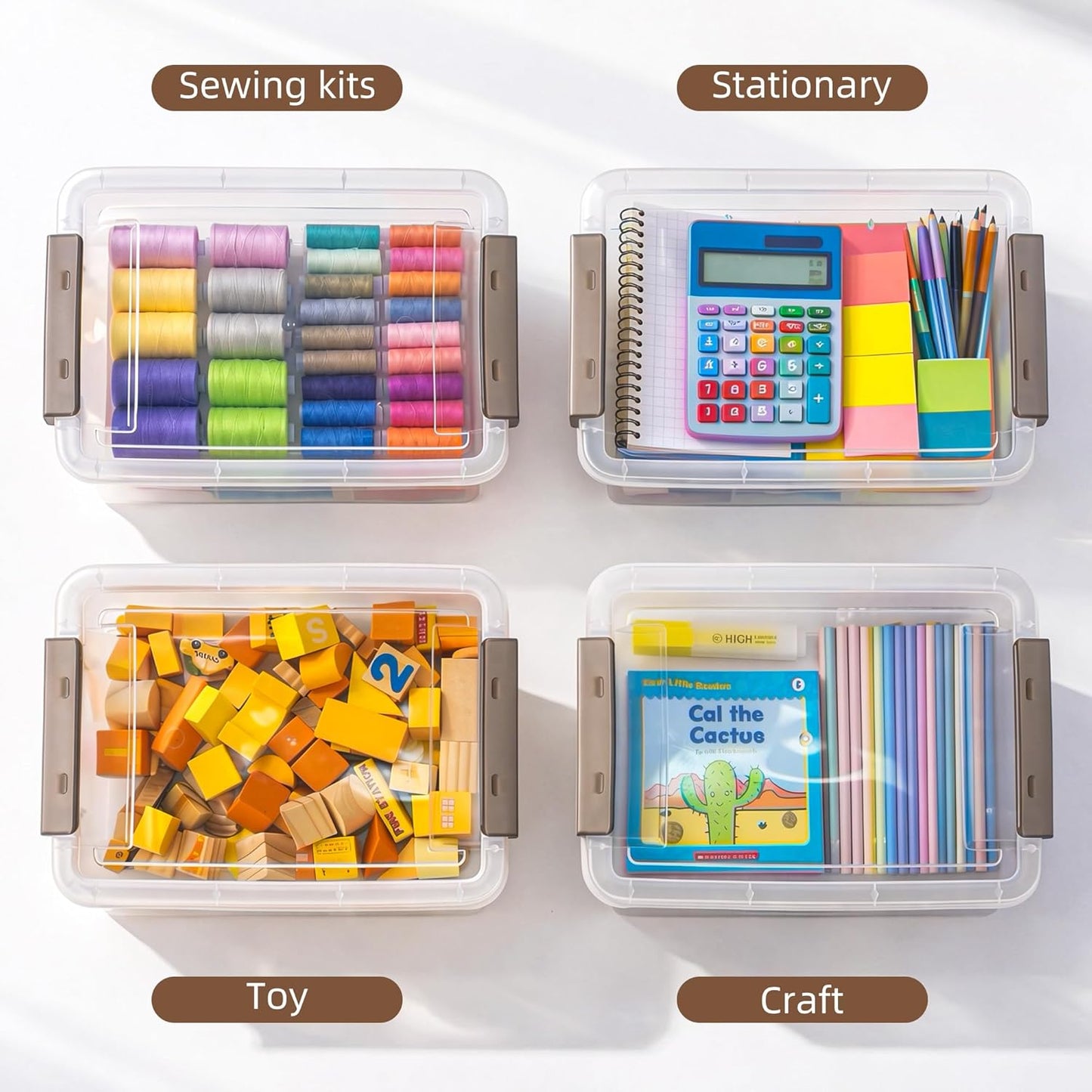 Citylife 3 PCS Plastic Storage Bins with Latching Lids Portable Project Case Clear File Box Stackable Storage Containers for Organizing A4 Paper, Photo, Document, Scrapbook