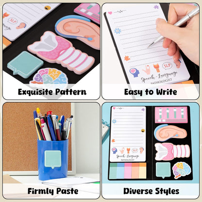 B1ykin Cute Sticky Notes Set - Stay Alive Skeleton Shaped Self-Stick Notes Pad, 550 Sheets Writing Memo Pages Sticky Notepad for Teacher Appreciation Gifts, School Office Supplies (Funny Skeleton) - Colors B