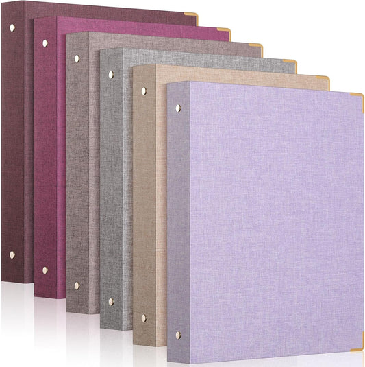 Fulmoon 6 Pcs Aesthetic 3 Ring Binders with Linen Cover 1 Inch Round Rings Binder with Inner Pocket 8.5" x 11" Binder Fits Letter Sized Durable for School Office and Home (Lavender)