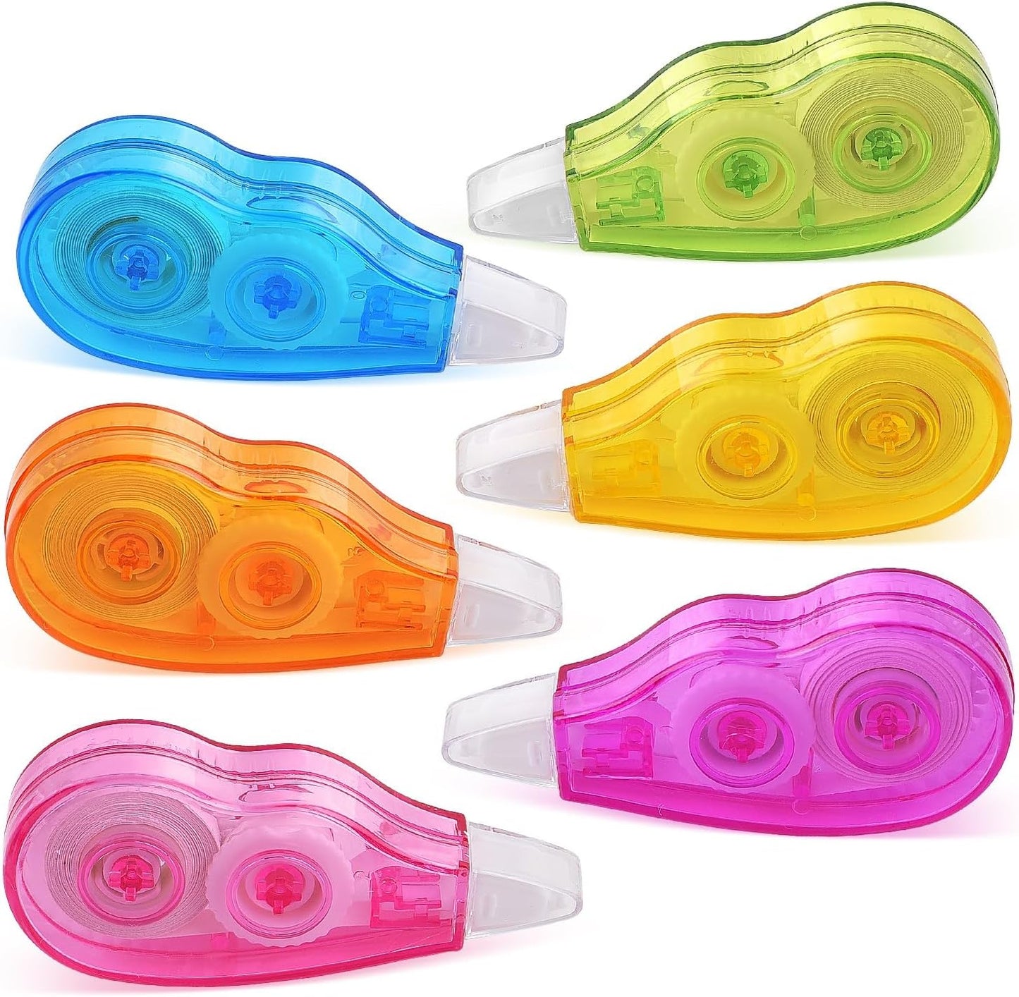 Mini Cute Correction Tape, 13.12ft, 6-Count Pack, Easy to Use, Dry Instant Tear-Resistant and Silent, School Office Supplies, Pink Purple Blue Green Orange Yellow