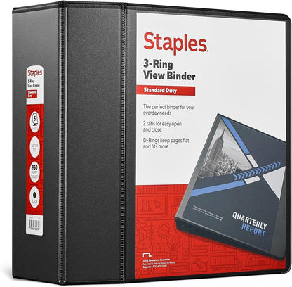 Staples Standard 2-Inch 3-Ring View Binder, Holds Up to 450 Sheets, Orange, Durable Binder for Office & School